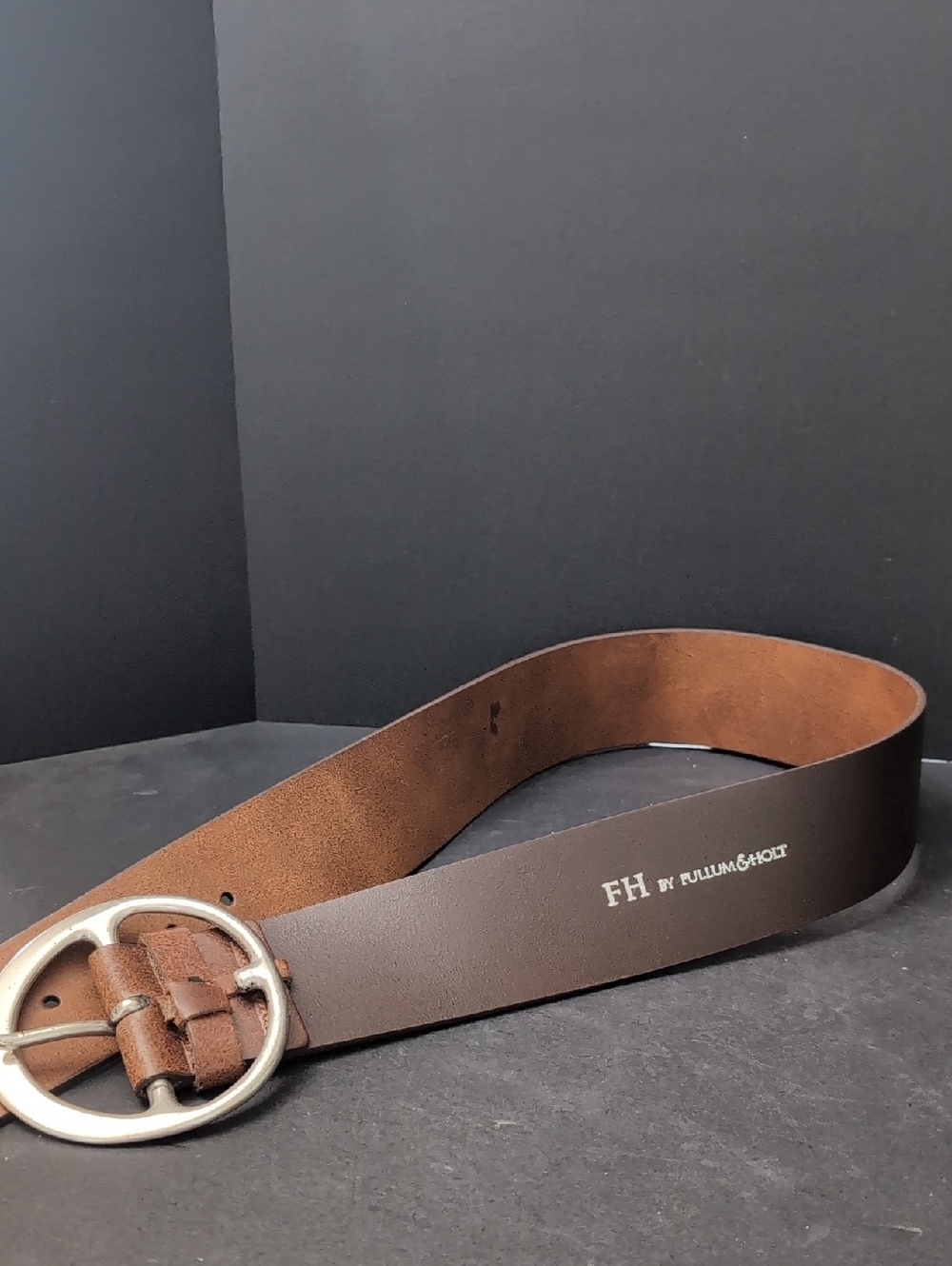 VGT,FH By Fullum & Holt Women's Wide Brown Leather Belt with Brass Buckle. - Picture 10 of 12